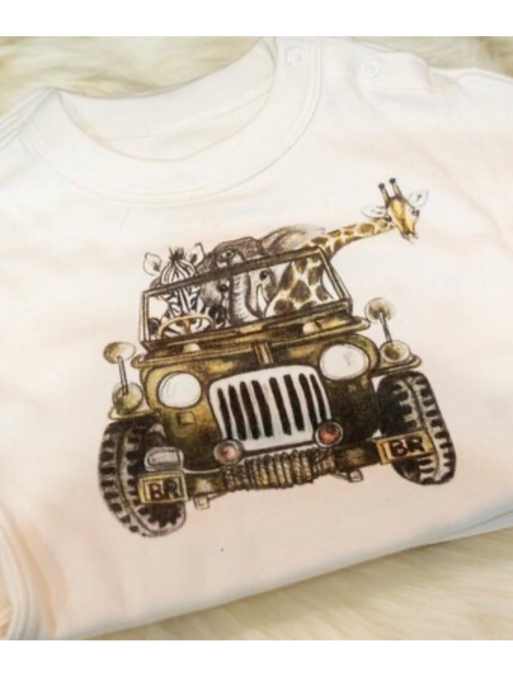 Banana Republic Cream Baby Onesie Safari Jeep Graphic 2022  NWOT
